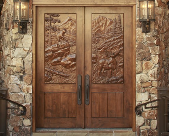wooden door bears